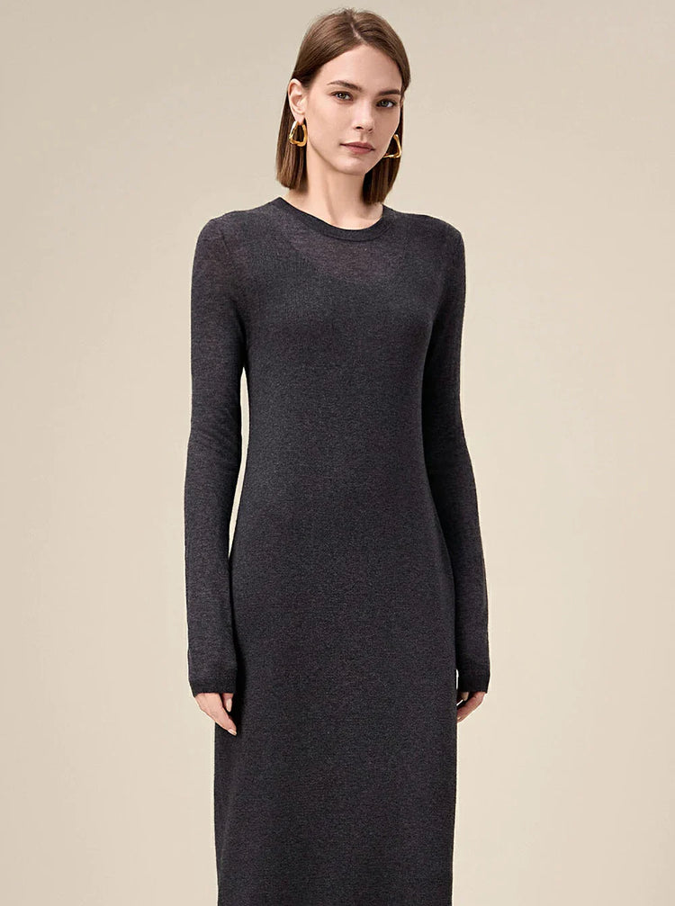 Discover Elegance with Our Wool Long Sleeve Sweater Dress