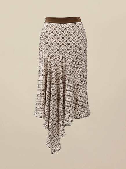 Amoretu Acetate Printed Irregular Hem Skirt