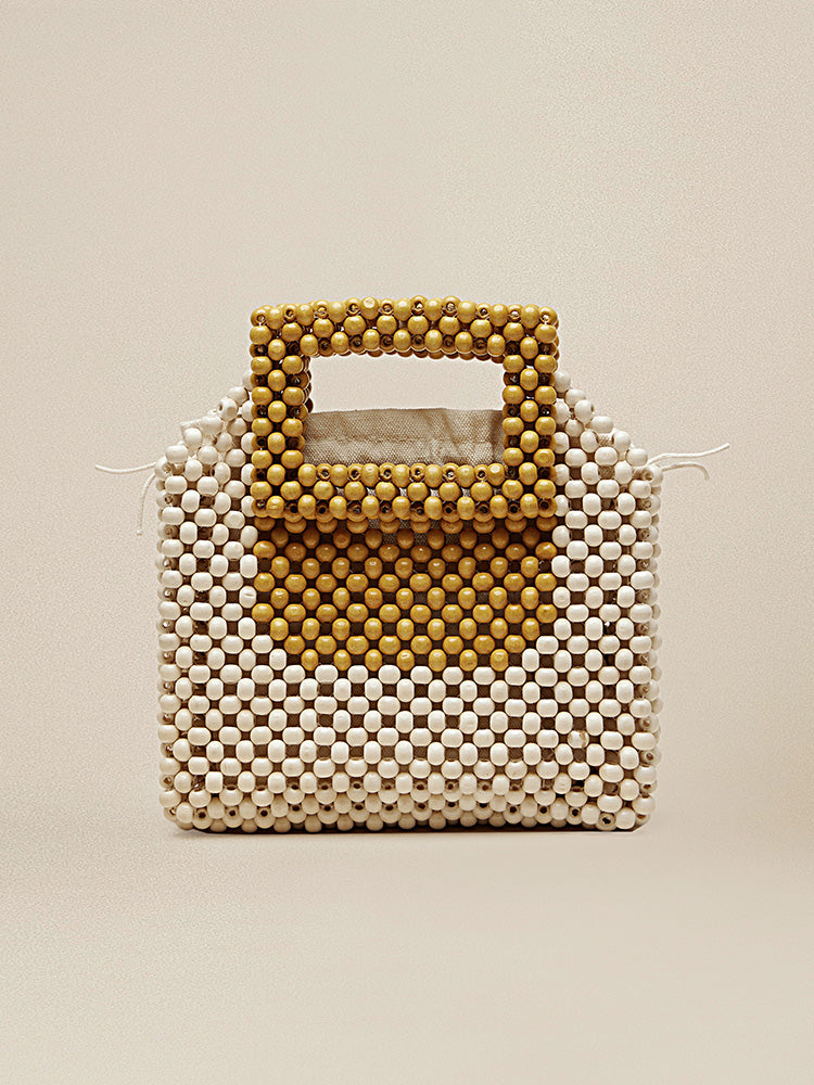 Handmade Woven Maple Wood Bead Handbag