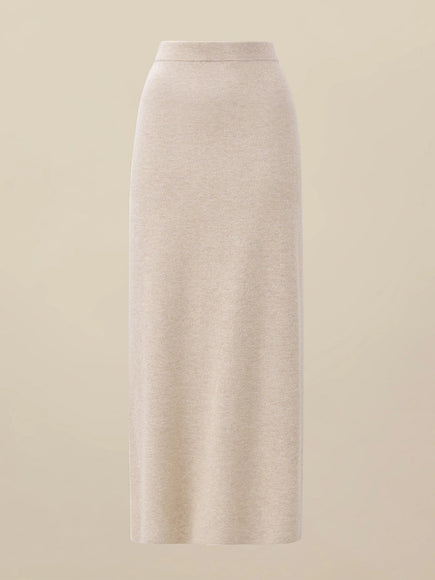 Amoretu Wool Elastic Waist Straight Knit Skirt