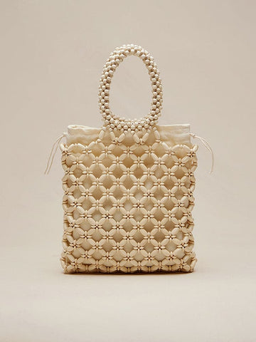 Maple Wood Bead Woven Handbag