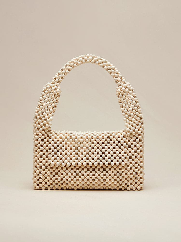 Handmade Maple Wood Bead Woven Envelope Bag