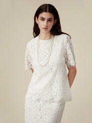 Amoretu Cotton Short Sleeve Lace Top