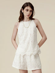 Amoretu Cotton Sleeveless Lace Tank Top