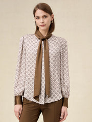 Amoretu Acetate Printed Shirt With Shawl Tie