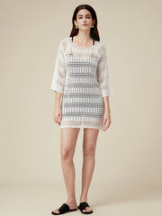 Amoretu 100% Lyocell Tencel Boat Neck Crochet Dress