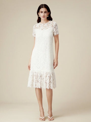 Amoretu Cotton Short Sleeve Lace Dress