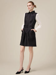 Amoretu Lapel Sleeveless Dress With Pocket