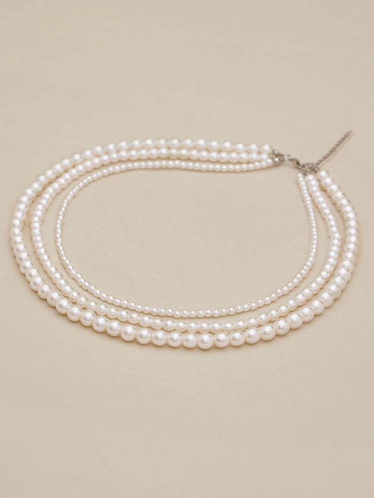 Amoretu Vintage Imitation Pearl Multi-Layered Long Necklace Set