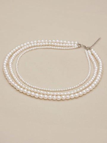 Amoretu Vintage Imitation Pearl Multi-Layered Long Necklace Set