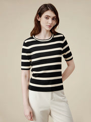 Amoretu Lyocell Striped Knit Top