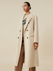 Amoretu Cashmere Wool Notched Lapels Double Breasted Coat