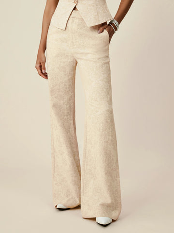 Amoretu Cotton & Linen Jacquard Suit Pants