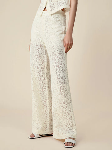 Amoretu 70% Cotton Micro-Flare Lace Pants