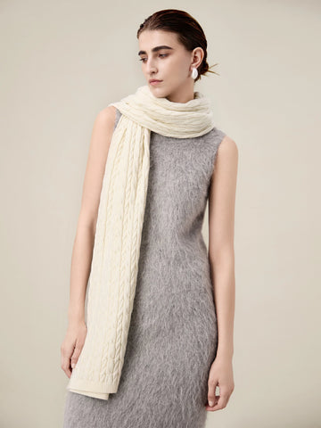 Amoretu Women's 100% Wool Cable Knit Scarf