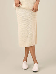 Amoretu Wool Elastic Waist Sequin Slit Knitted Skirt