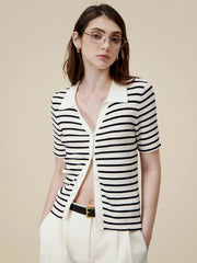 Amoretu Striped Knitted Slim-Fit Cardigan