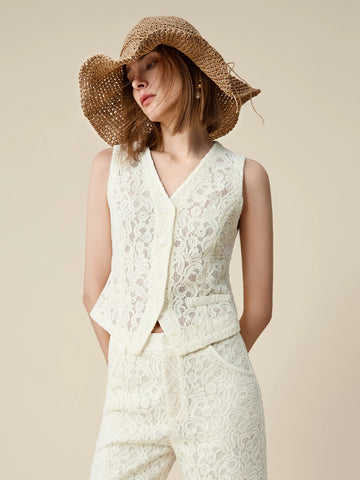 Amoretu 70% Cotton Lace Suit Vest